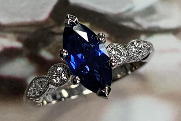 blue sapphire custom engagement ring chicago