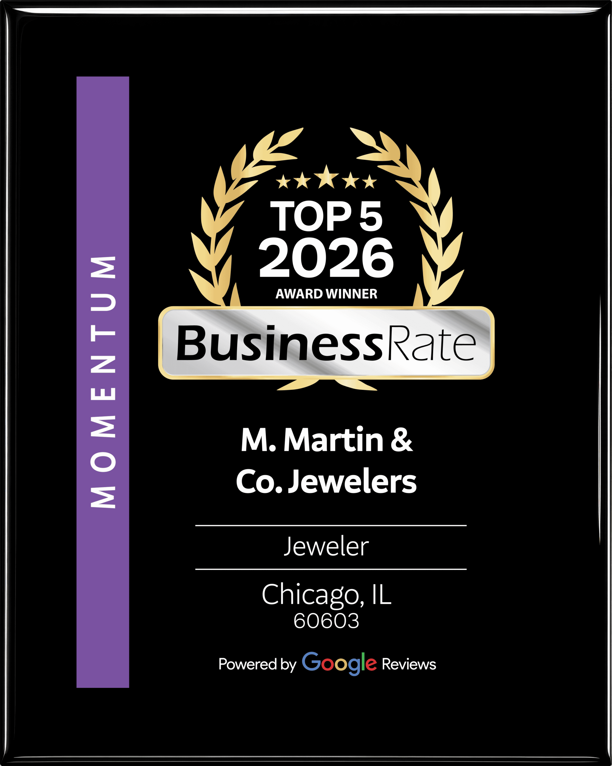 M. Martin & Co. Jewelers BusinessRate Top 5 2026 Award Winner Chicago